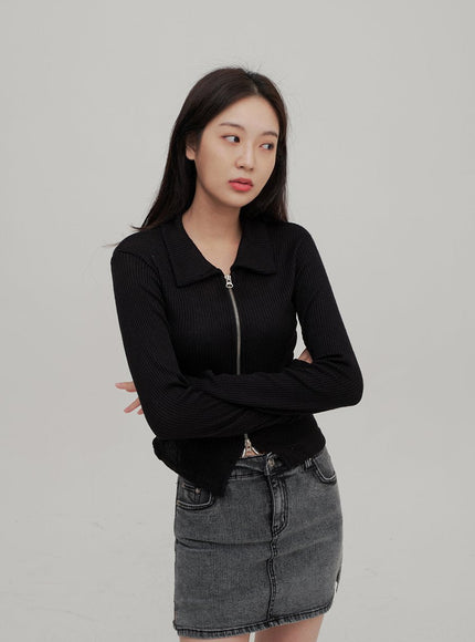 Zip Up Top with Collar F14