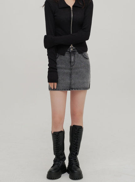 Zip Up Top with Collar F14