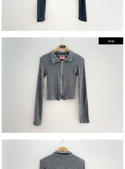 Zip Up Top with Collar F14