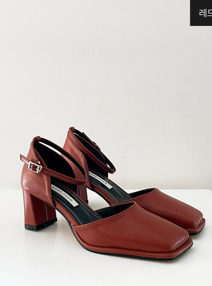 Square Mary Jane Mid Heels
