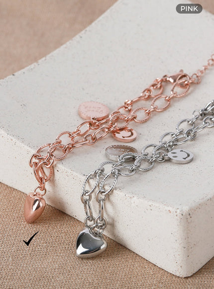 smile-heart-bracelet-il411 / Pink