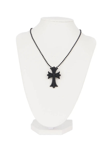 black-cross-pendant-necklace-cl528
