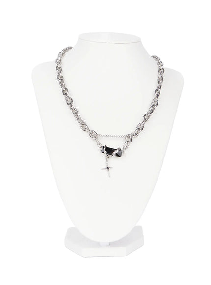 Black Crystal Pendant Necklace CG526