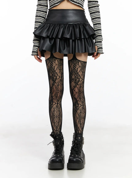 faux-leather-ruffle-mini-skirt-cd522