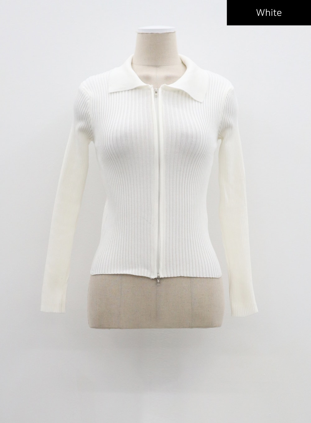 Ribbed Knit Zip-Up CF324