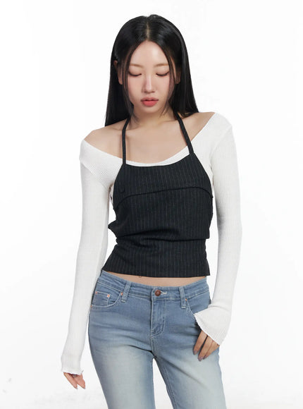 Striped Halter Bustier CF503