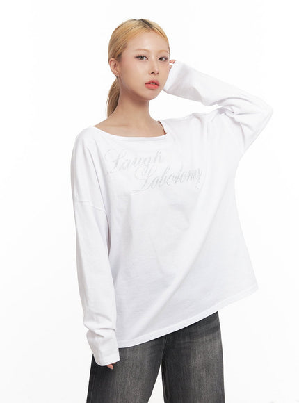 Graphic Oversized One-Shoulder Top CM505