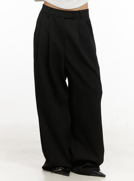 Pintuck Wide-Fit Slacks CJ508