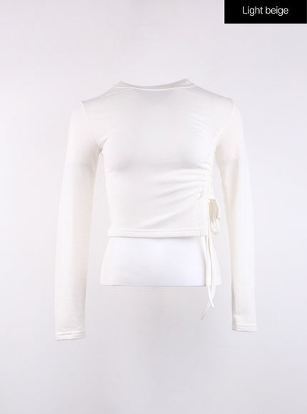 drawstring-long-sleeve-round-neck-tee-cj419