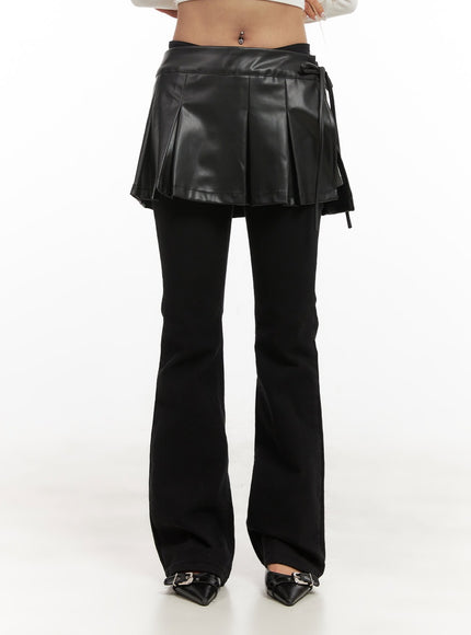 faux-leather-pleated-wrap-mini-skirt-cj508