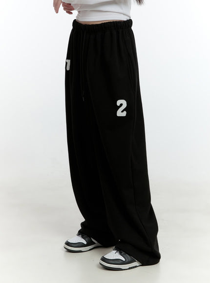 Cozy Embroidered Wide-Leg Sweatpants CF506