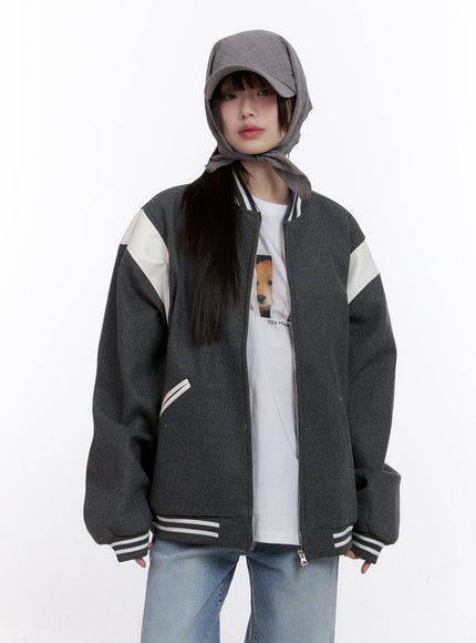 Oversized Wool-Blend Varsity Jacket CF512