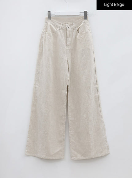 Linen Wide Leg Boot-Cut Pants OU20