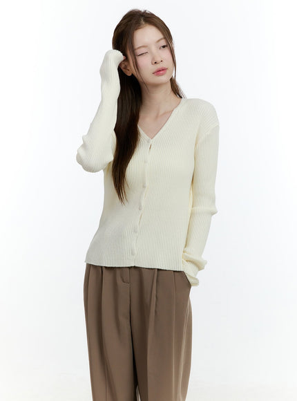 Basic Ribbed V-Neck Cardigan CF503