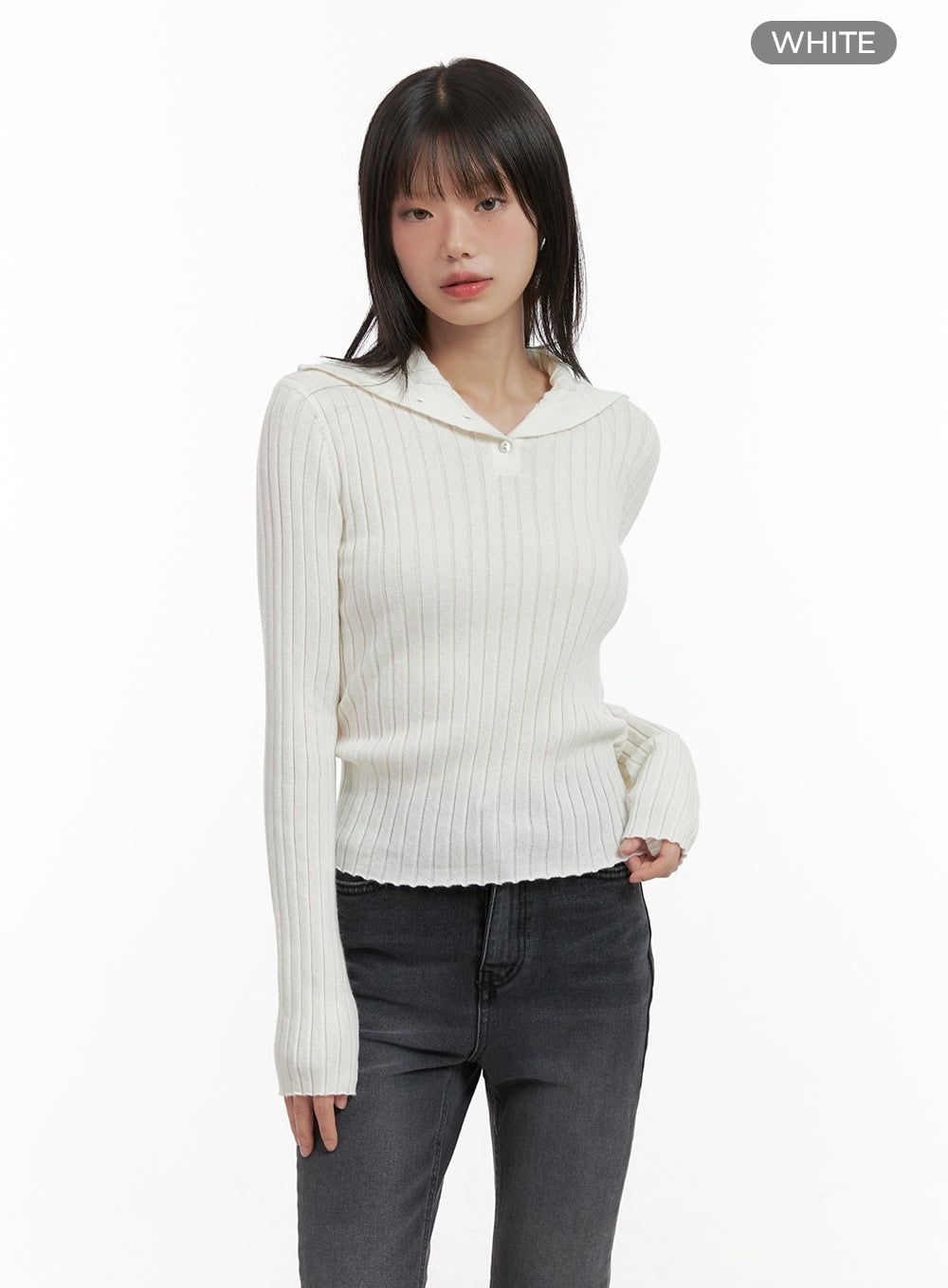 ribbed-collared-slim-top-cg426