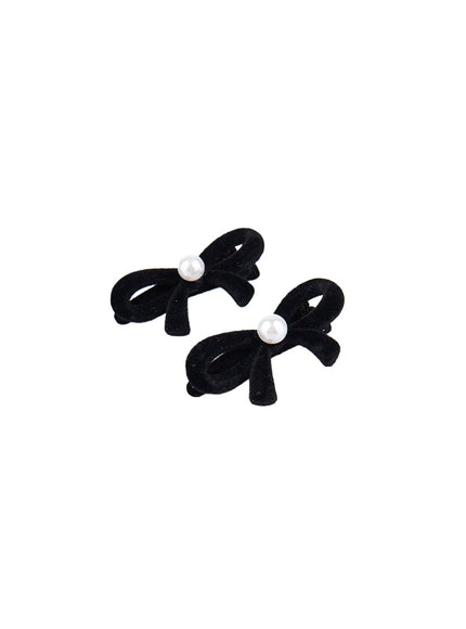 Pearl Black Ribbon Hairpin CJ515