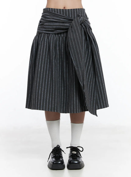 Stripe Wrap Midi Skirt CD529