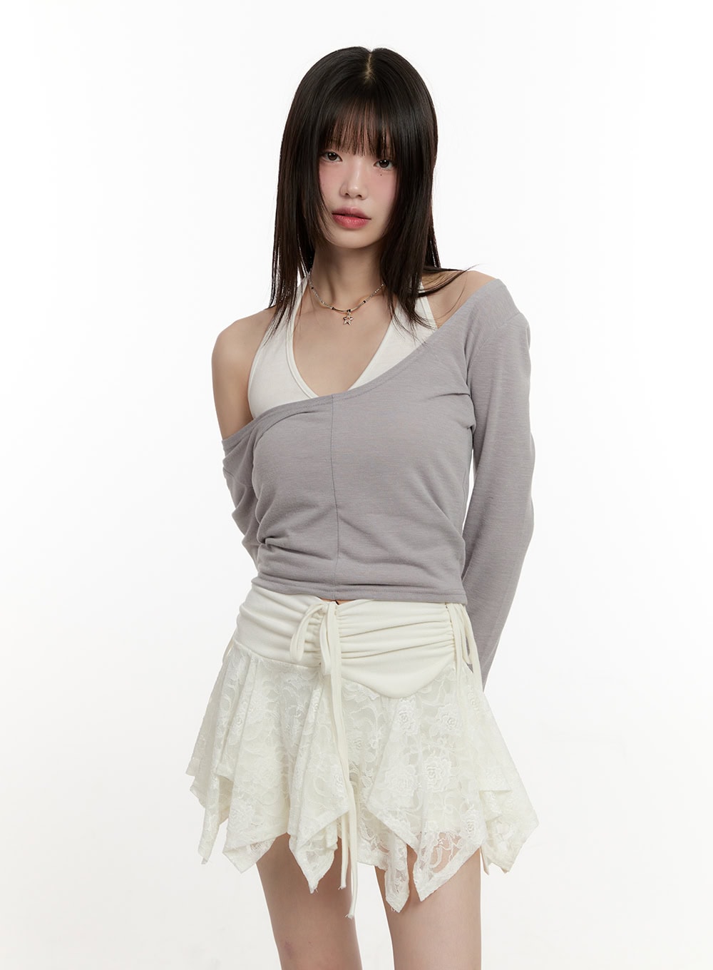 Layered Long-Sleeve Crop Tank Top Set CM513