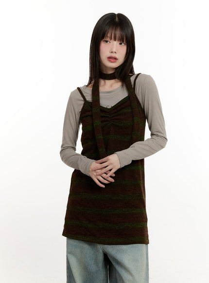 Shirred Mini Dress with Scarf CM513