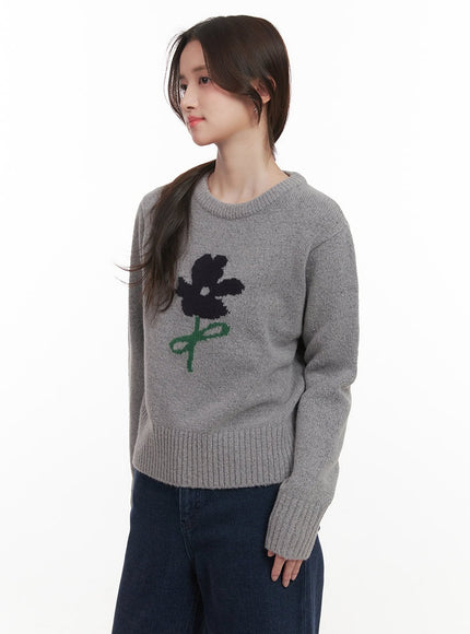 Flower Graphic Knitted Sweater CJ515