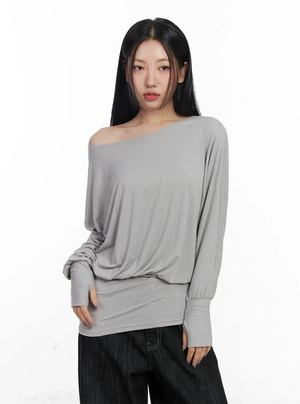 asymmetric-button-detail-off-shoulder-long-sleeve-top-cj530