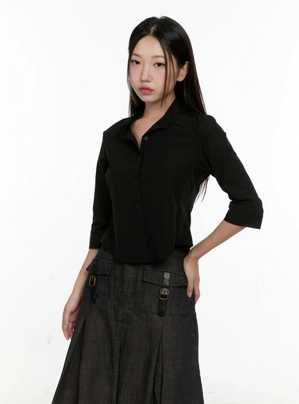 chic-black-buttoned-half-sleeve-top-cl531