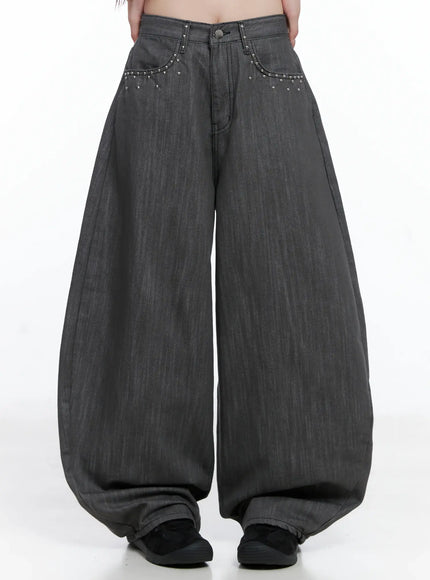 Ann Rhinestone Wide‑Leg Jeans CS501