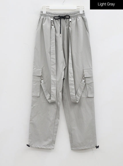 Twin Strap Cargo Parachute Baggy Pants BD23