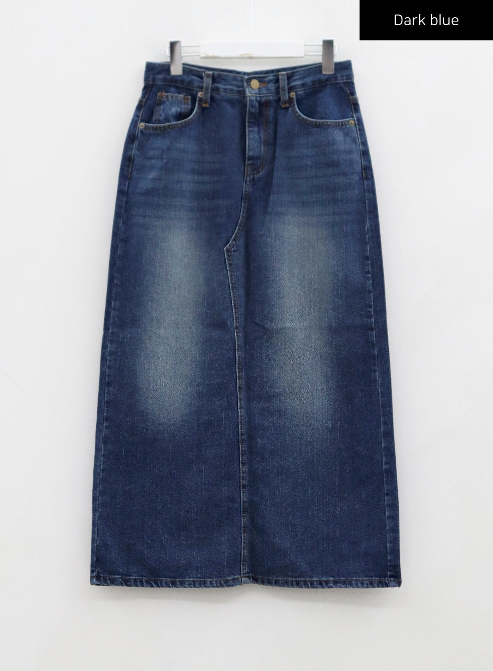 Grid Washing Long Jeans Skirt CS23