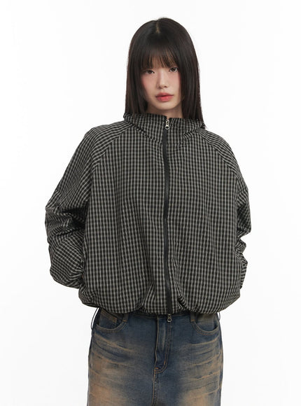 Checkered Hooded Windbreaker Jacket CF519