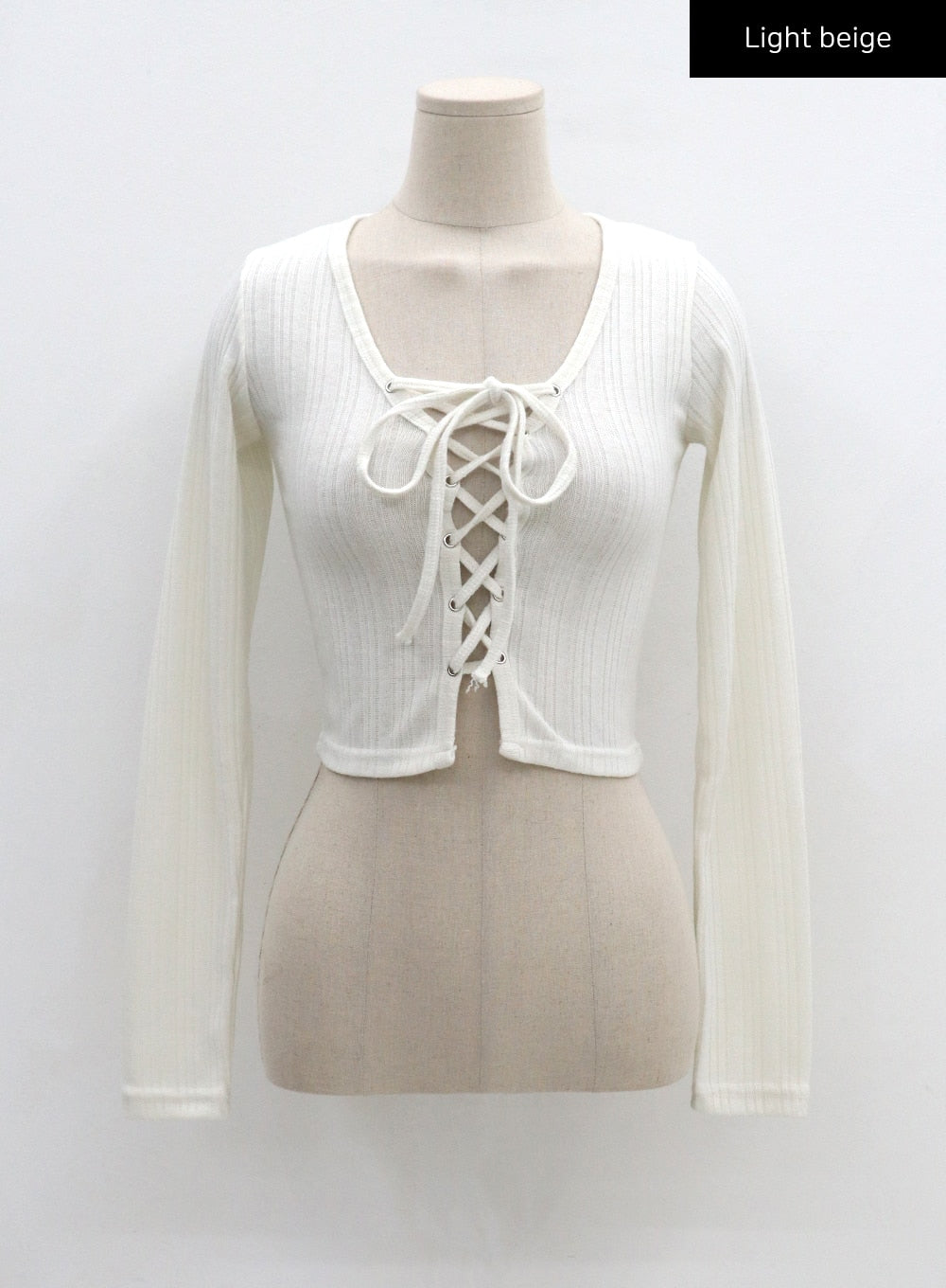 Lace Up Ribbed Crop Cardigan CG25