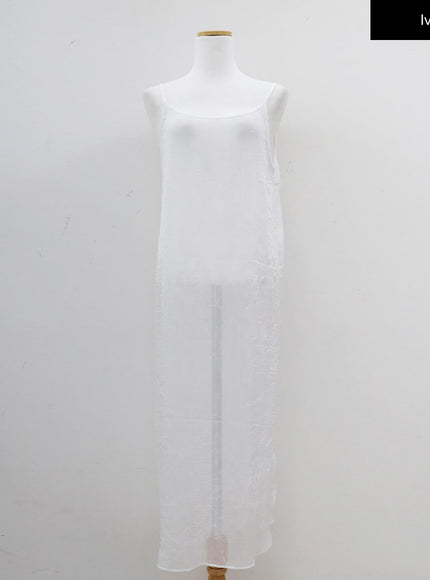 Wrinkle Sheer Cami Maxi Dress CJ08