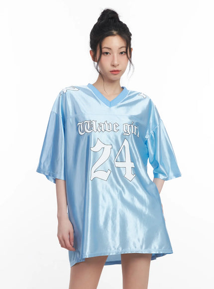 Graphic V-Neck Jersey Top CU510
