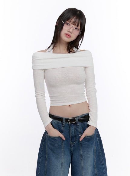 Off-Shoulder Crop Top with Halter Strap CF512