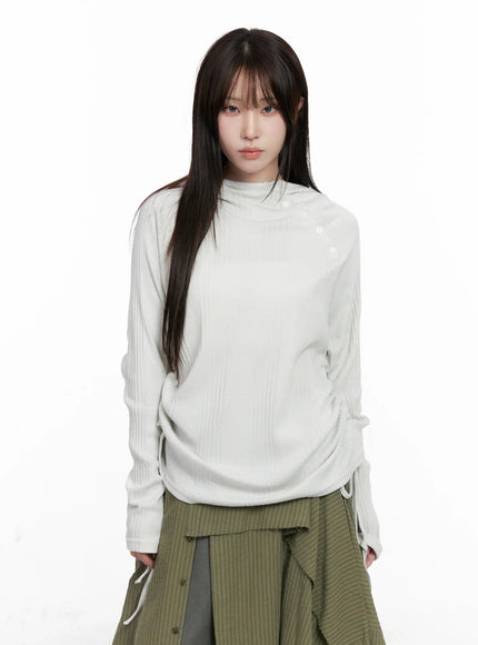 shirred-button-hoodie-co520
