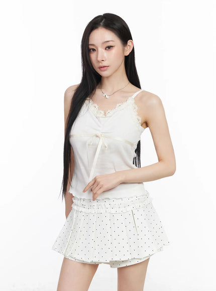 Lace Trim and Bow Crop Tank CM518