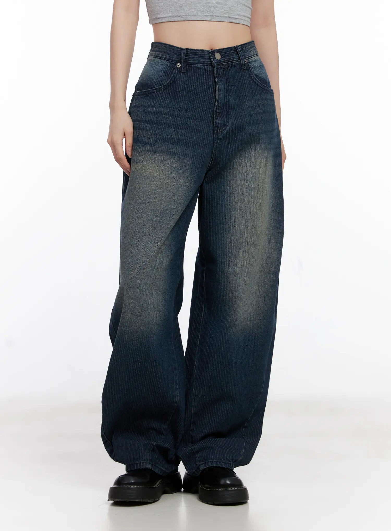Marlee Corduroy Washed Wide-Leg Jeans CG526