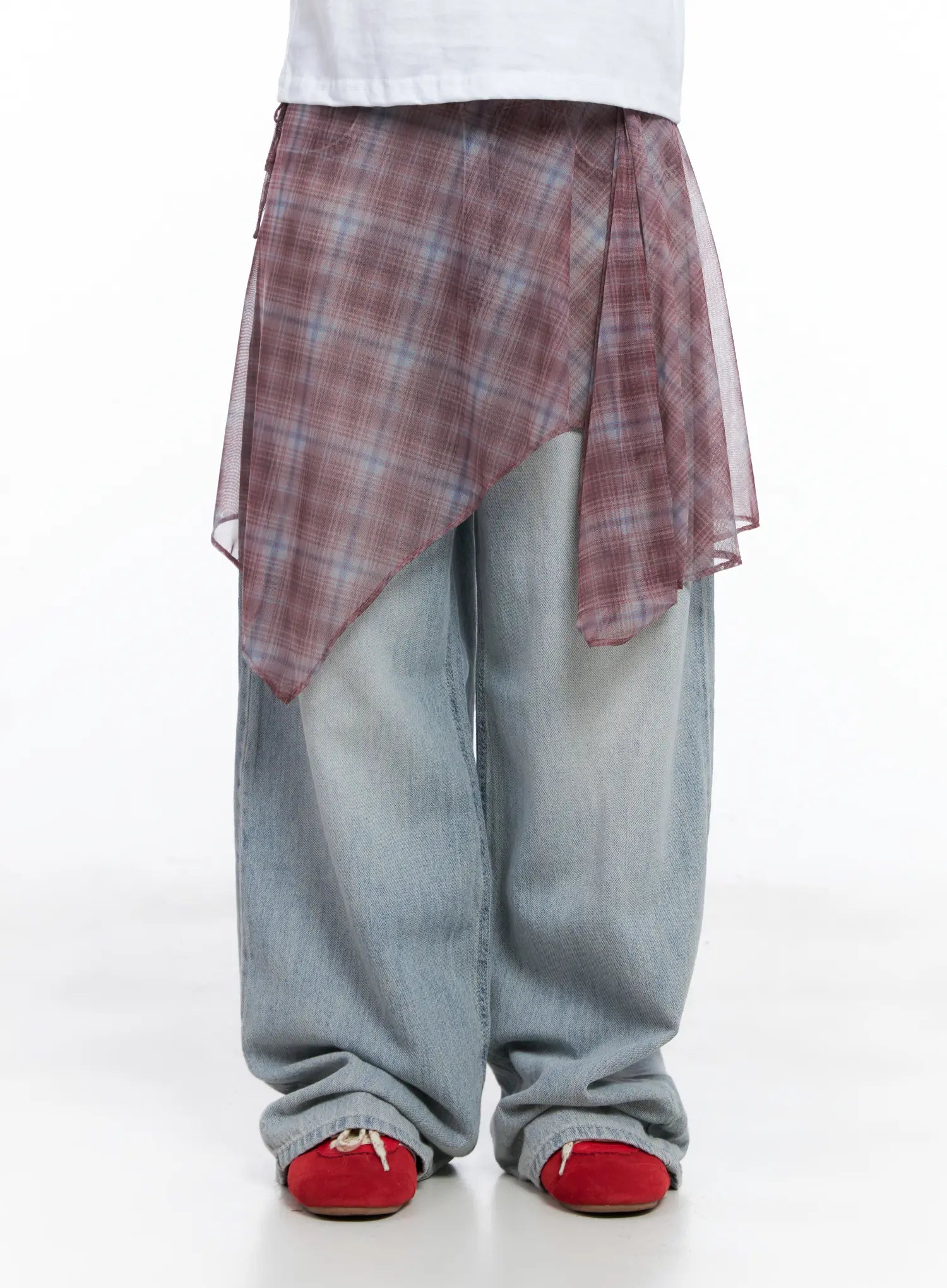plaid-mesh-layered-wrap-midi-skirt-cl511