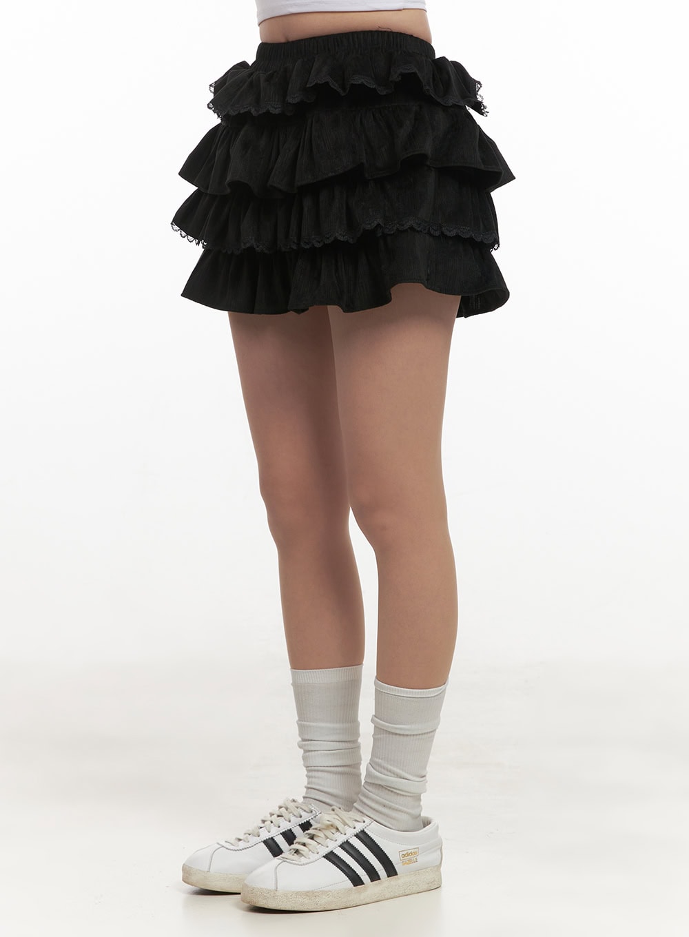 Layered-Ruffle Mini Skirt CJ514