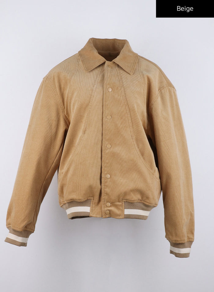 button-collared-corduroy-jacket-co327 / Beige
