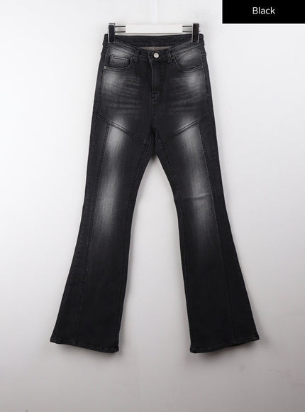 denim-middle-waist-flared-jeans-cj405 / Black