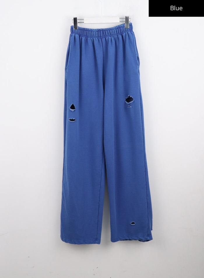 cut-out-cotton-wide-pants-co327 / Blue