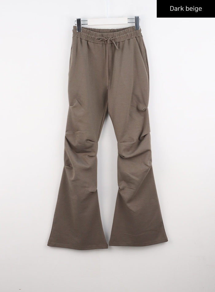 pintuck-bootcut-jeans-co313 / Dark beige