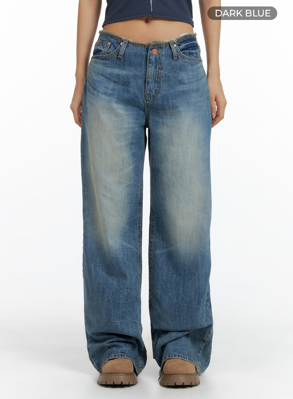 low-waist-wide-leg-jeans-cf423 / Dark blue