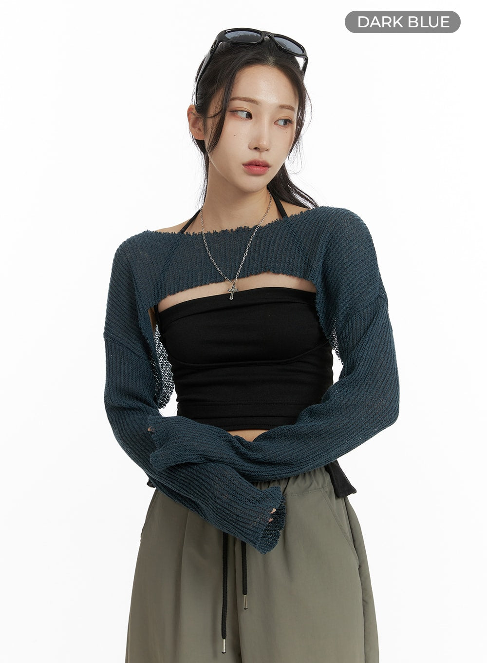 sheer-bolero-top-cf429 / Dark blue