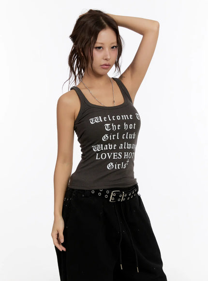 gothic-lettering-tank-top-cn527 / Dark gray