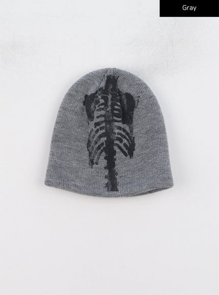 graphic-fine-knit-beanie-cd301 / Gray