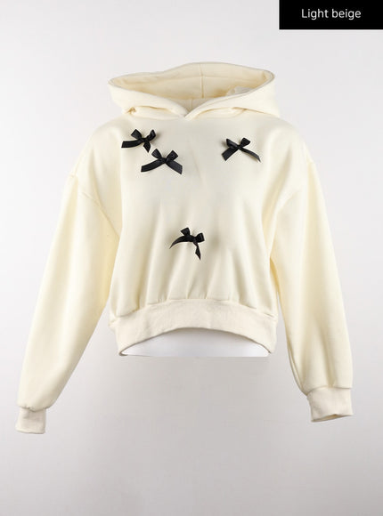 ribbon-solid-essential-cropped-hoodie-cd320 / Light beige