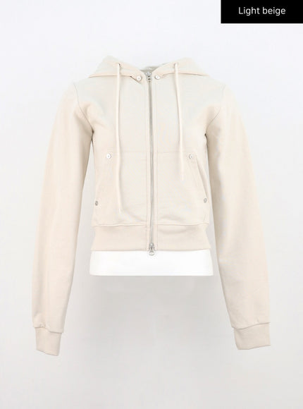 two-way-zip-up-hoodie-jacket-cn306 / Light beige