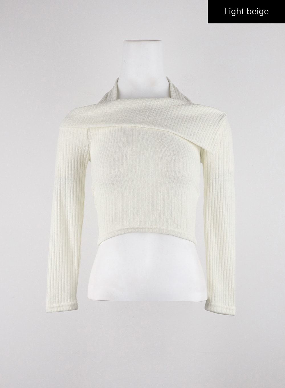 off-shoulder-halter-neck-crop-sweater-cd312 / Light beige